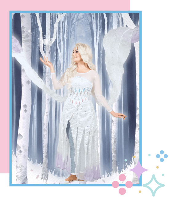 Elsa in the Enchanted Forest showing off her ice magic